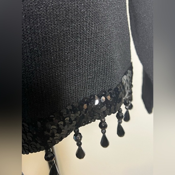 Vintage Lianee Barnes designer unique beaded sweater holiday formal Black med EC - Picture 7 of 11